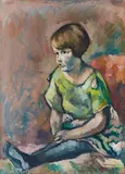 Heinrich Nauen, Bildnis Lore Sieben, 1923, Water tempera on paper, laid down on canvas