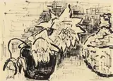 Karl Schmidt-Rottluff, Stilleben mit Blumenvase und Flasche