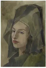 Eberhard Viegener, Frauenporträt (Annemarie), 1945, Oil on wooden panel 45.7 x 31/