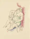 Richard Ziegler, Akt mit Herzkarte. Weiblicher Akt mit Schleiertuch. Artist im Trikot