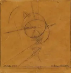 Ohne Titel (Ballon) by Antoine Pevsner, 1920, Pencil drawing on parchment paper, offered Jun 2020