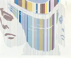 Find the faces by Werner Berges, 1973, Acrylic, collaged, on canvas, sold Jun 2020