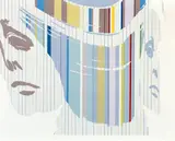 Werner Berges, Find the faces, 1973, Acrylic, collaged, on canvas