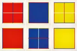 Imi Knoebel, Rot, Gelb, Weiß, Blau, 1995, 6 colour silkscreens on card. Each