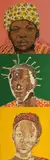 Aimé Mpane, Kinoct VI, X, XV, 2011, 3 works: each oil and pigments on hand carved wood. Each