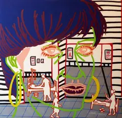 Nzebo, Olive L'infirmiere, 2014, Acrylic and marker on canvas