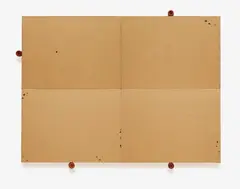 Serge Spitzer, About Sculpture, 1984/1987, 4-part work: each acrylic and pencil on paper on canvas with four rubber door stopper. Each