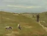 Max Liebermann, Dünen mit Bauer und grasenden Ziegen