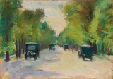 Lesser Ury, Allee im Tiergarten, Berlin, 1920s, Pastel on card