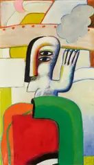 Mit Figur by Horst Antes, 1963/1964, Egg-oil tempera on canvas, offered Jun 2020