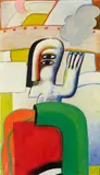 Horst Antes, Mit Figur, 1963/1964, Egg-oil tempera on canvas
