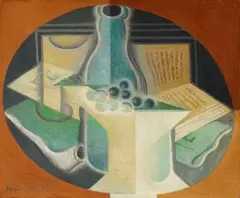 Juan Gris, Raisins, carafe et livre, 1922, Oil on canvas, relined