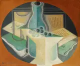 Juan Gris, Raisins, carafe et livre, 1922, Oil on canvas, relined