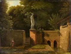 Jean-Victor Bertin, View of a Park with Fountain and Marble Sculpture, Oil on canvas