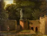 Jean-Victor Bertin, View of a Park with Fountain and Marble Sculpture, Oil on canvas