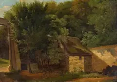 Jean-Victor Bertin, The Entrance to the Park Saint-Cloud in Paris, Oil on paper, mounted on canvas