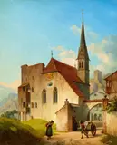 Michael Neher, View of Rattenberg in Tyrol, Oil on canvas