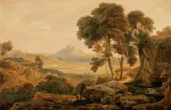 Ernst Fries, Southern Landscape, Watercolour over pencil drawing
