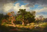 Andreas Achenbach, Large landscape with cork oaks