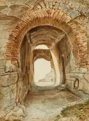 Lauterbach, The Stone Vault of Regenstein Castle in the Harz, Watercolour on paper, mounted in a mat