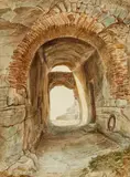 Lauterbach, The Stone Vault of Regenstein Castle in the Harz, Watercolour on paper, mounted in a mat