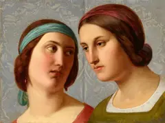 Franz Ittenbach, Two female heads (The Sisters), Oil on canvas (edges relined)