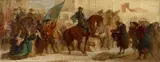 attributed to Ferdinand Piloty, The Entry of Duke Maximilian I. into Prague after the Victory at the White Mountain 1620, Oil on canvas