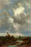 Carl Spitzweg, Landscape with a Hunter, Oil on panel