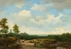 Marinus Adrianus Koekkoek, Landscape with Herdsmen and Herd, Oil on panel