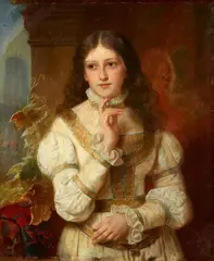 Adolf Jebens, Portrait of a Young Girl in Renaissance Costume, Oil on canvas (relined)