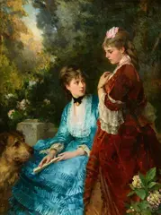 Karl Hoff, Andreas Achenbach's Daughters Emma and Lucie, Oil on panel