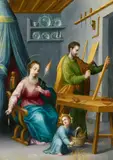 Sigmund Lair, The Virgin and Child with Saint Joseph as a Carpenter, Oil on copper