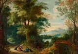 Flemish School 17th century, Landscape with Pyramus and Thisbe