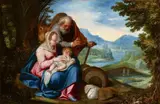 Flemish School circa 1600, Rest on the Flight into Egypt, Oil on copper