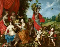workshop or circle Hendrick van Balen, Offering for Bacchus and Ceres, Oil on canvas (relined)