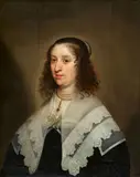 attributed to Daniel Mijtens the Elder, Portrait of a lady with ruff and a pearl necklace, Oil on panel (parquetted)
