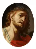 Roman School, 17th century, Christ Wearing the Crown of Thorns, Oil on slate