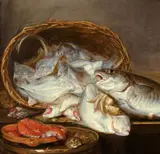 Pieter van Schaeyenborgh, Large Still Life with Fish, Oil on canvas (relined)