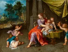 Adriaen van Stalbemt, Allegory of Mercy, Oil on copper