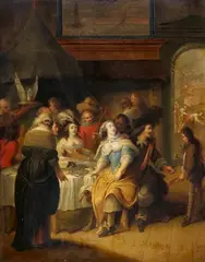 Hieronymus Janssens, Merry Company, Oil on copper (parquetted)