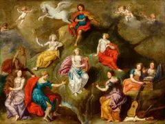 Simon de Vos, Apollo and the Nine Muses, Oil on copper
