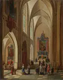 Pieter Neefs the Younger, Church Interior, Oil on panel (parquetted)