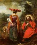 Christ and the Samaritan Woman at the Well by Rembrandt school 17. Jahrhundert, Oil on canvas (relined), offered May 2020