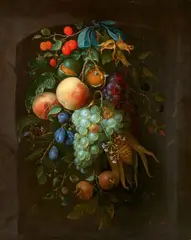Pieter Gallis, Garland of Fruit, Berries, and Corn in a Niche, Oil on canvas (relined)