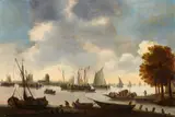 Hendrick de Meijer, Ships on the Merwede with Dordrecht on the Horizon, Oil on panel