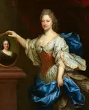 attributed to Nicolas de Largillière, Portrait of Françoise Charlotte d'Aubigné, Duchess of Noailles, with an Image of Her Aunt Madame de Maintenon, Oil on canvas (relined)