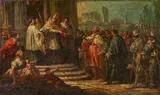 Venetian School 18th century, Ambrosius forbidding Theodosius Entry into the Temple