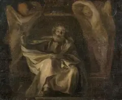 Anton Raphael Mengs, Saint Peter Holding The Keys, Framed by Two angels. Grisaille Bozzetto for the Fresco in the Sala dei Papiri in the Palazzo Apostolico Vaticano, Rome, Oil on canvas (relined)