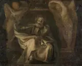 Anton Raphael Mengs, Saint Peter Holding The Keys, Framed by Two angels. Grisaille Bozzetto for the Fresco in the Sala dei Papiri in the Palazzo Apostolico Vaticano, Rome, Oil on canvas (relined)