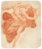 Camillo Procaccini, An Archangel in Flight, Red chalk on textured paper